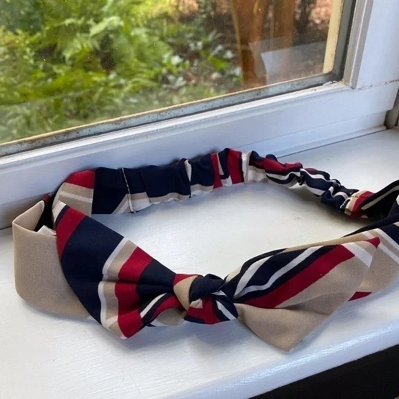 Anthropologie Soft Striped Bow Headband - Picture 4 of 6